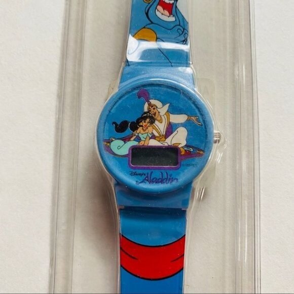 Vintage Disney Reto Aladdin Genie Jasmine Blue Digital Dead Stock Watch - Picture 1 of 9